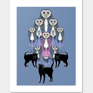 Blue Owls and Black Cats Posters and Art